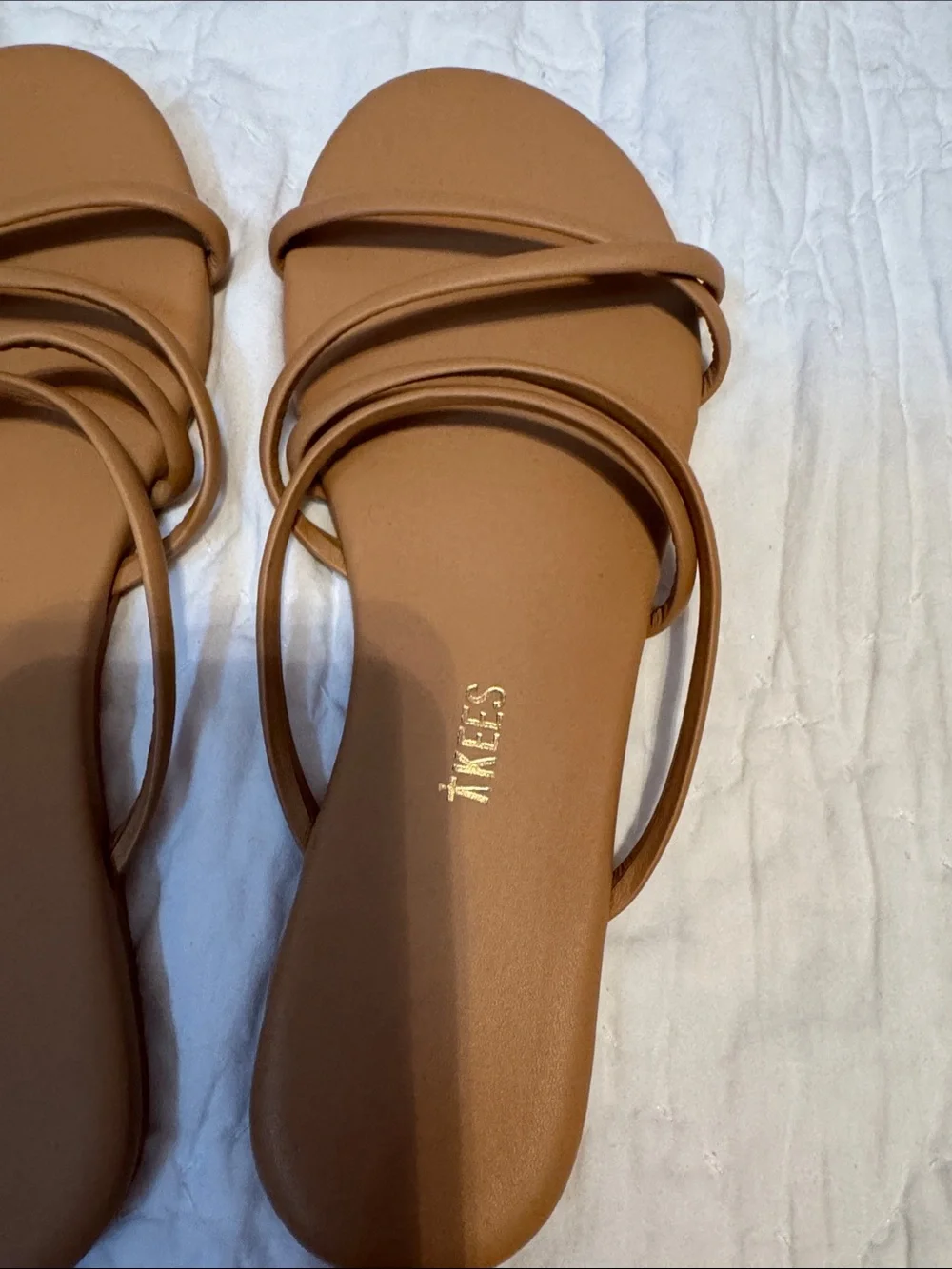 TKEES Slim Double-Strap Slide Sandals in Tan size 8 New - Picture 2 of 4